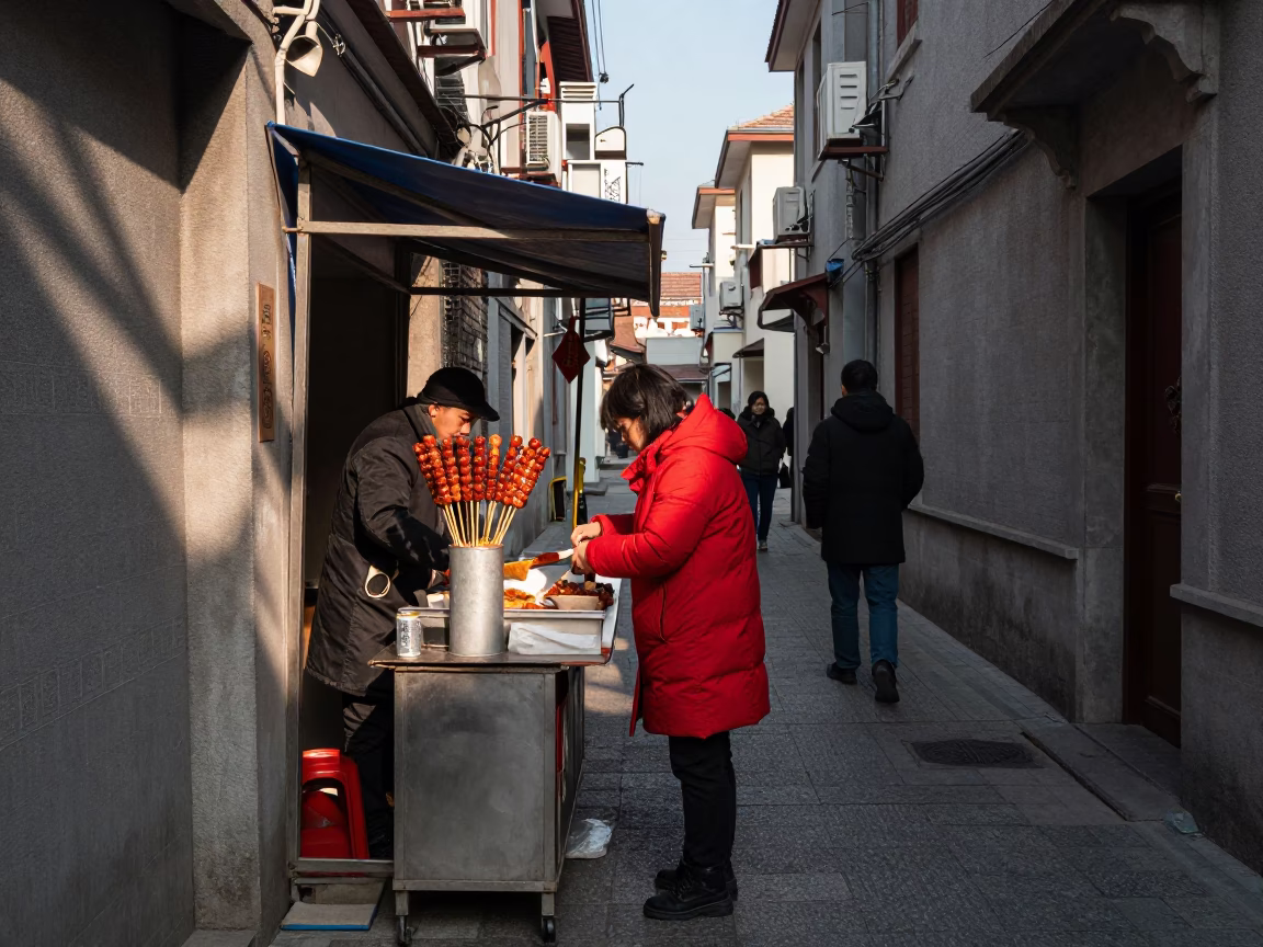 Serving Tanghulu in Shanghai in in Shanghai, China