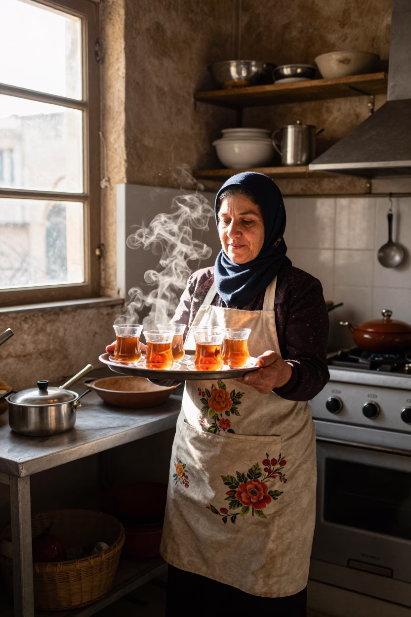 Serving Tea in Beirut in in Beirut, Lebanon