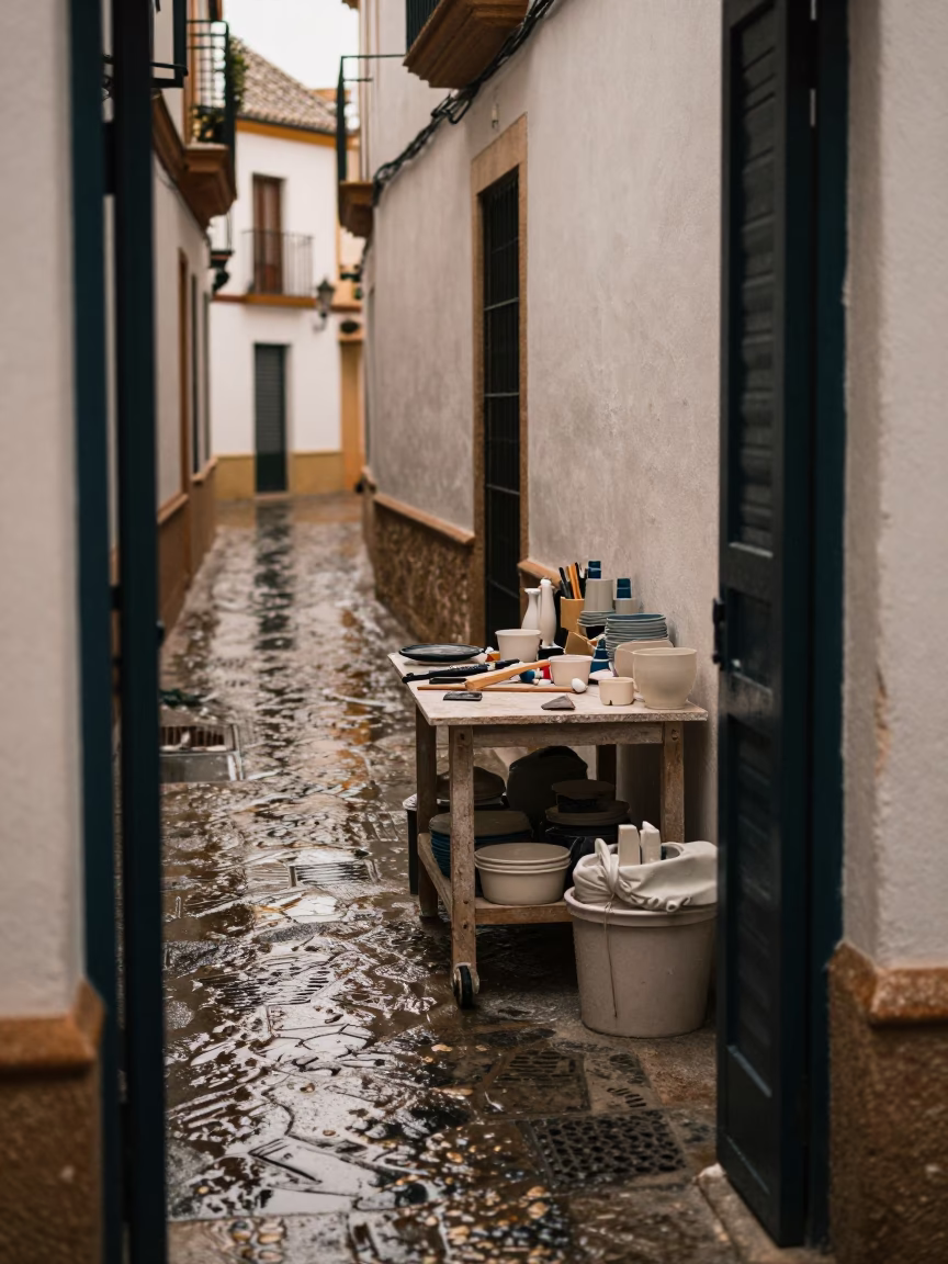 Seville Alleyway at First Light in in Seville, Spain