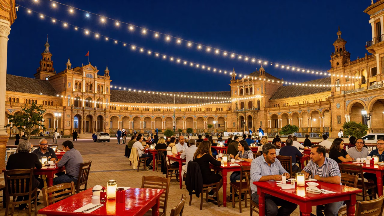 Seville Cherries at The Deepest Night Sky Light in in Seville, Spain