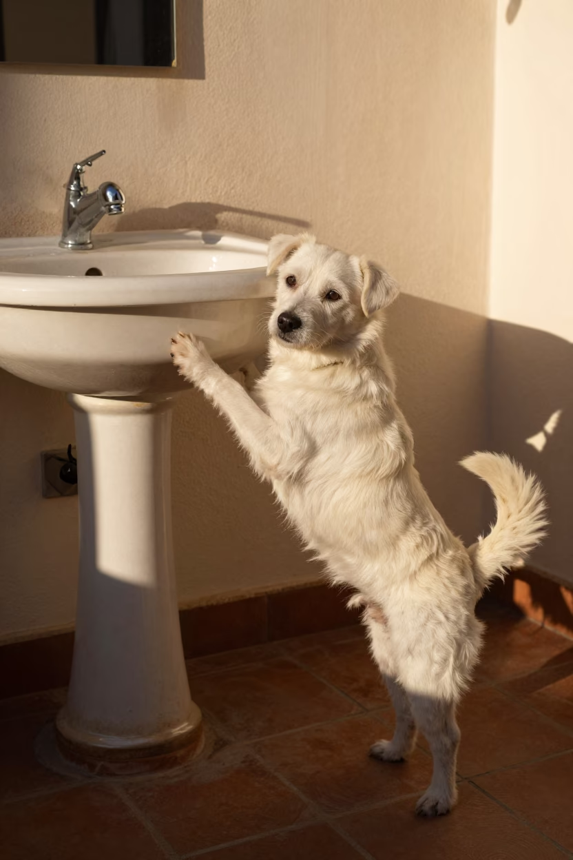 Seville Dog at Late Afternoon Light in in Seville, Spain