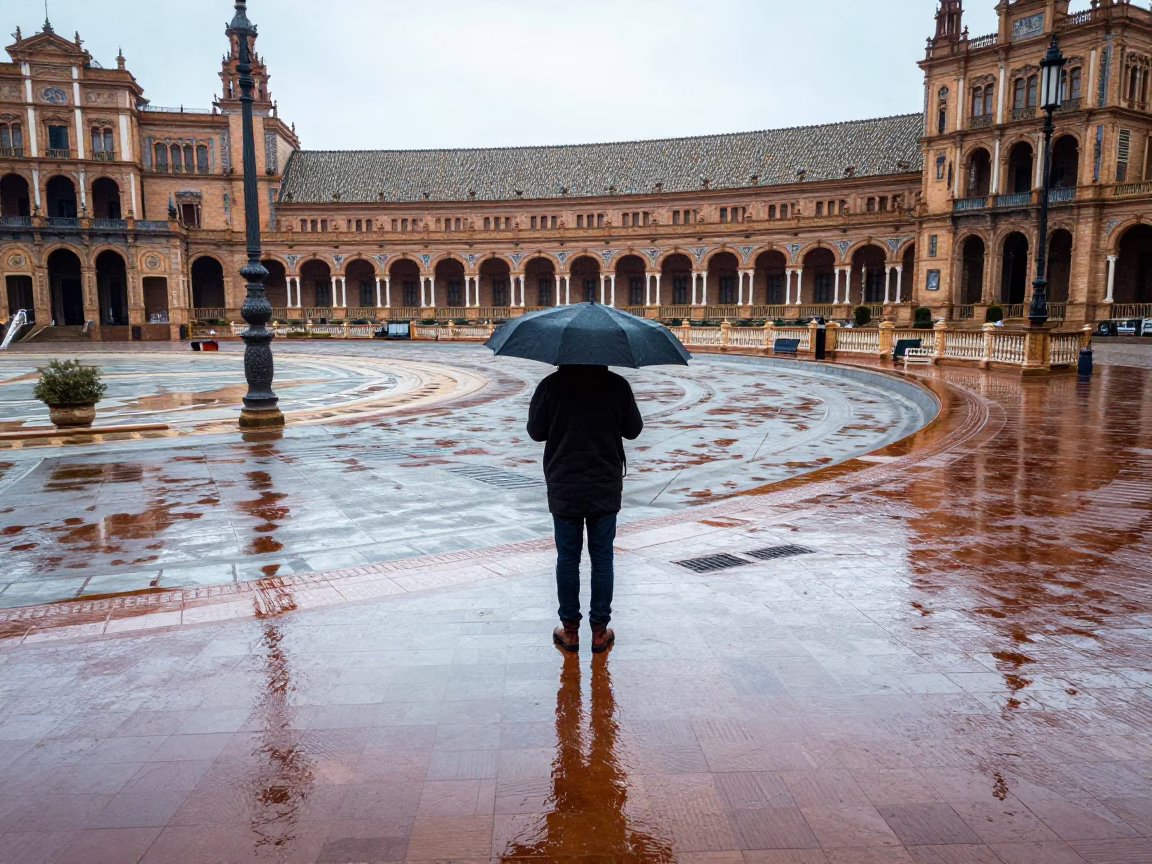 Seville Man at First Light in in Seville, Spain