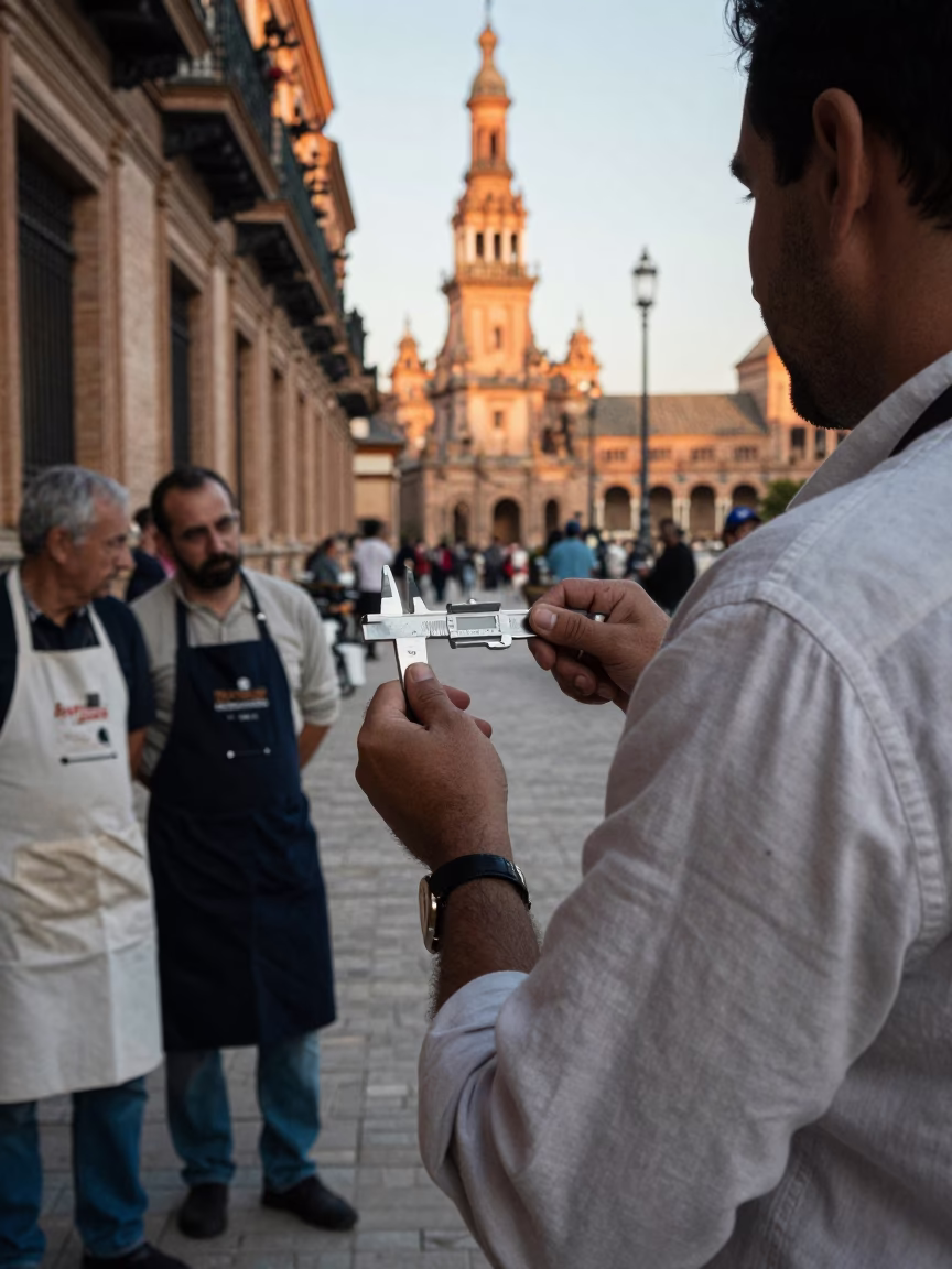 Seville Spain Late Morning Street Scene with Aprons and Local Market Activity in in Seville, Spain