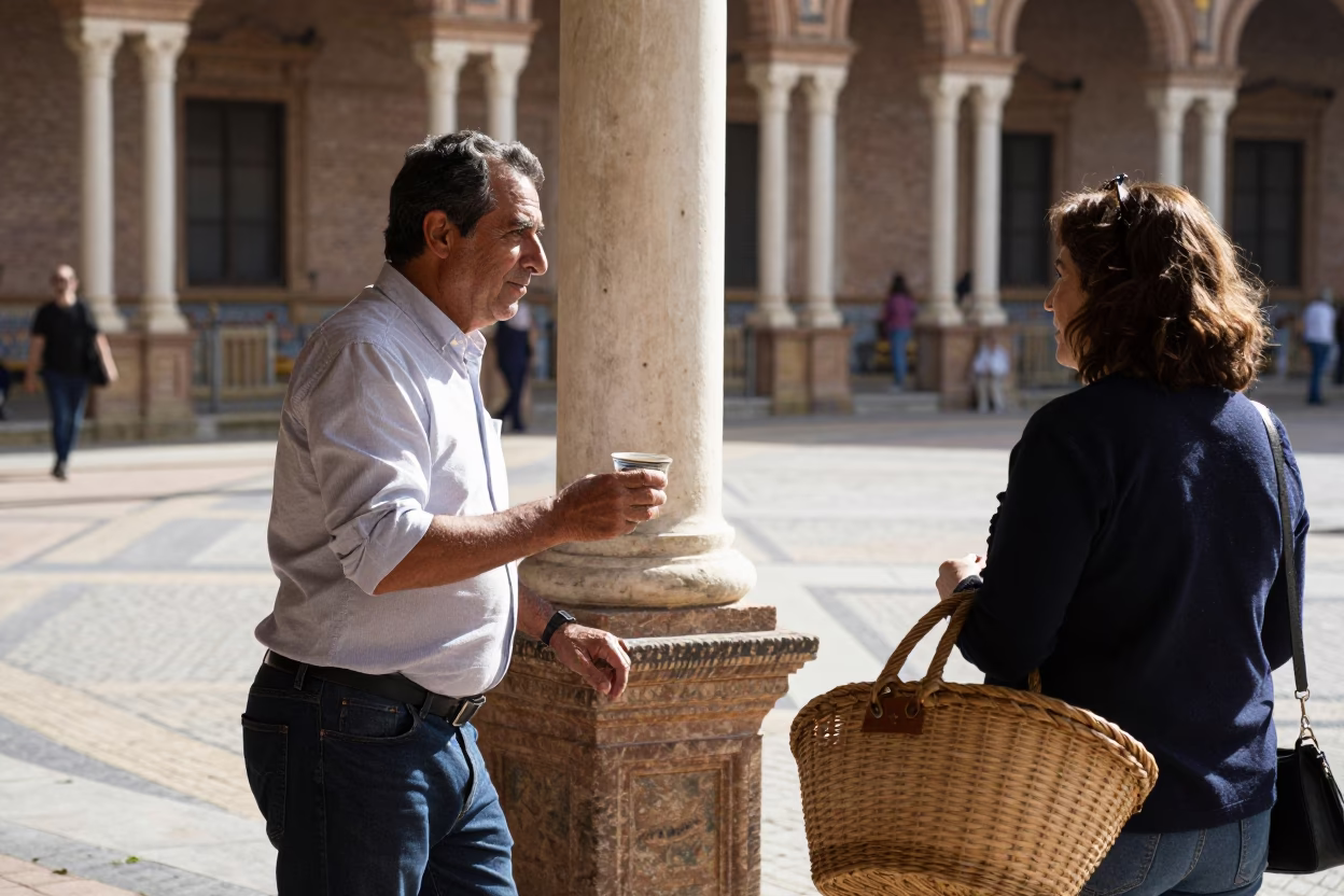 Seville Street Scene at Afternoon Light in in Seville, Spain