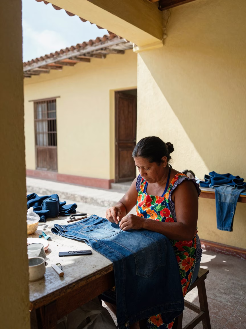 Sewing Denim in Cartagena in in Cartagena, Colombia