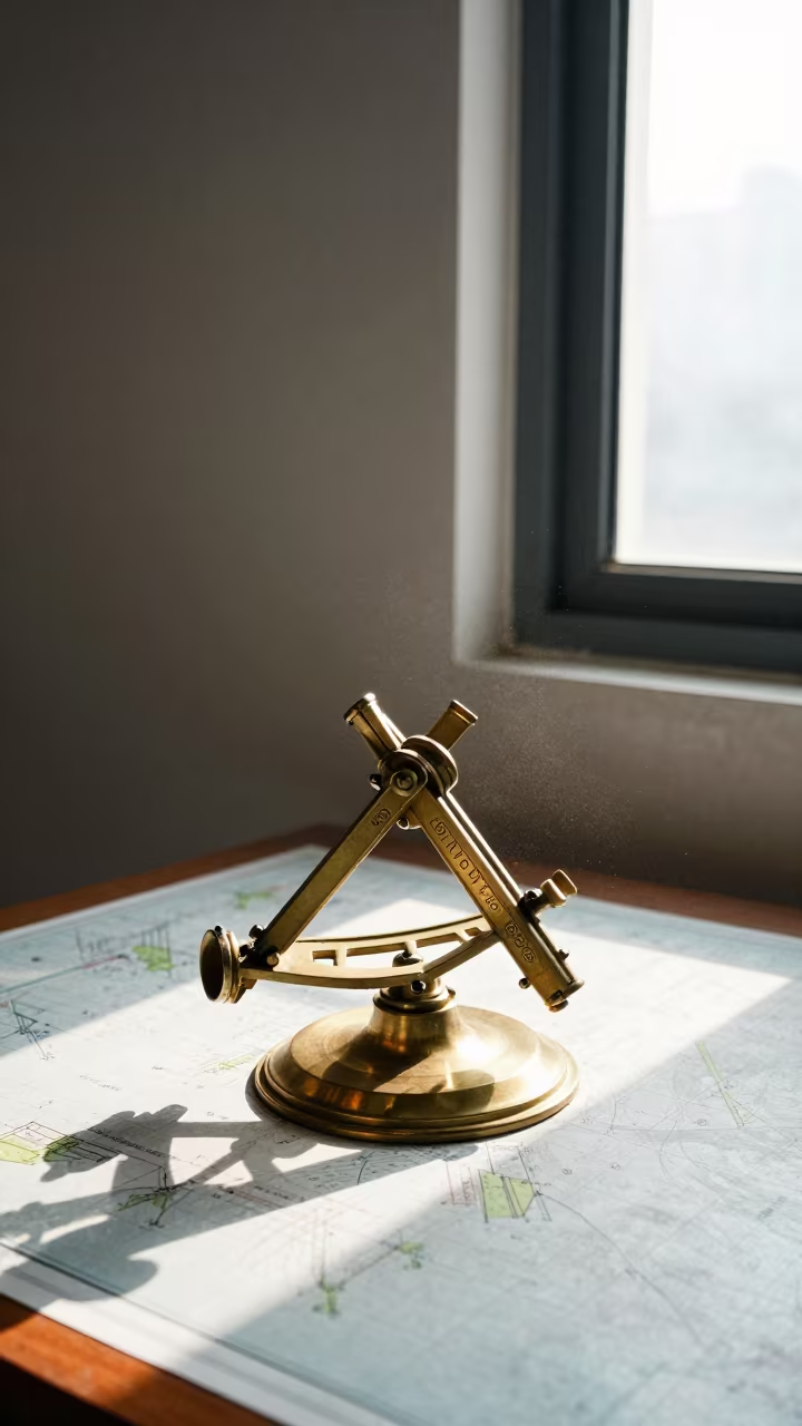 Sextant on Chart Table Near Chongqing in on a bedside table near Chongqing