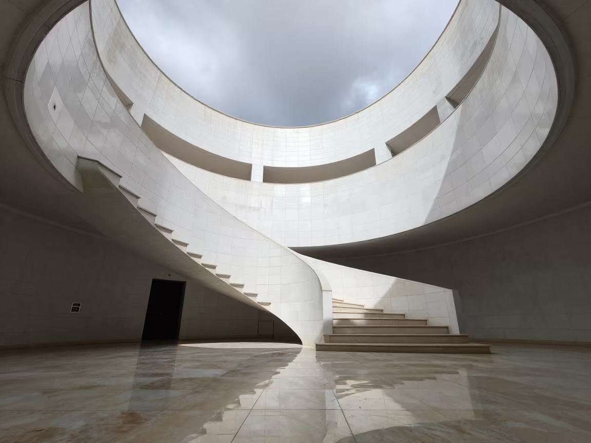 Sfax Tiled Atrium Spiraling Staircase Skylight in inside a tiled stair hall in Sfax