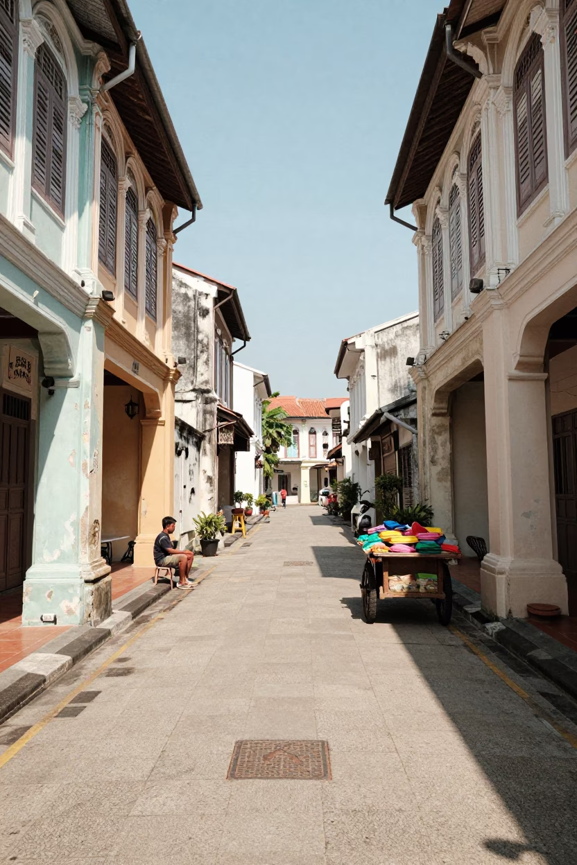 Shaded Alleyway in George Town Malaysia Afternoon Light in in George Town, Malaysia