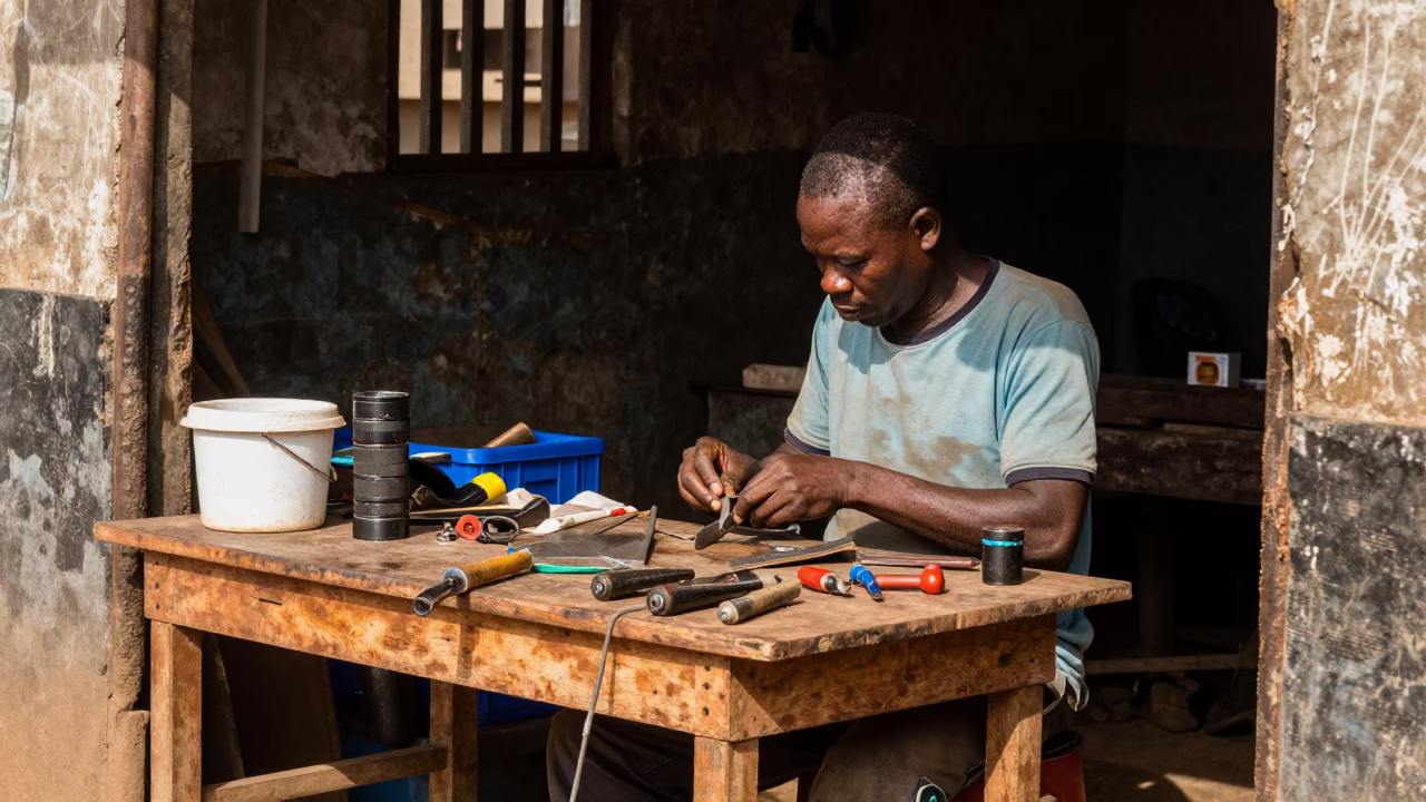 Shaded Workbench in Accra in in Accra, Ghana
