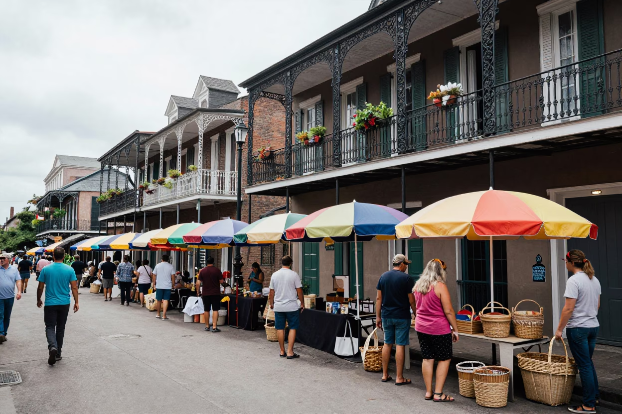 Shading Vendors in New Orleans at Midday Light in in New Orleans, Louisiana, United States