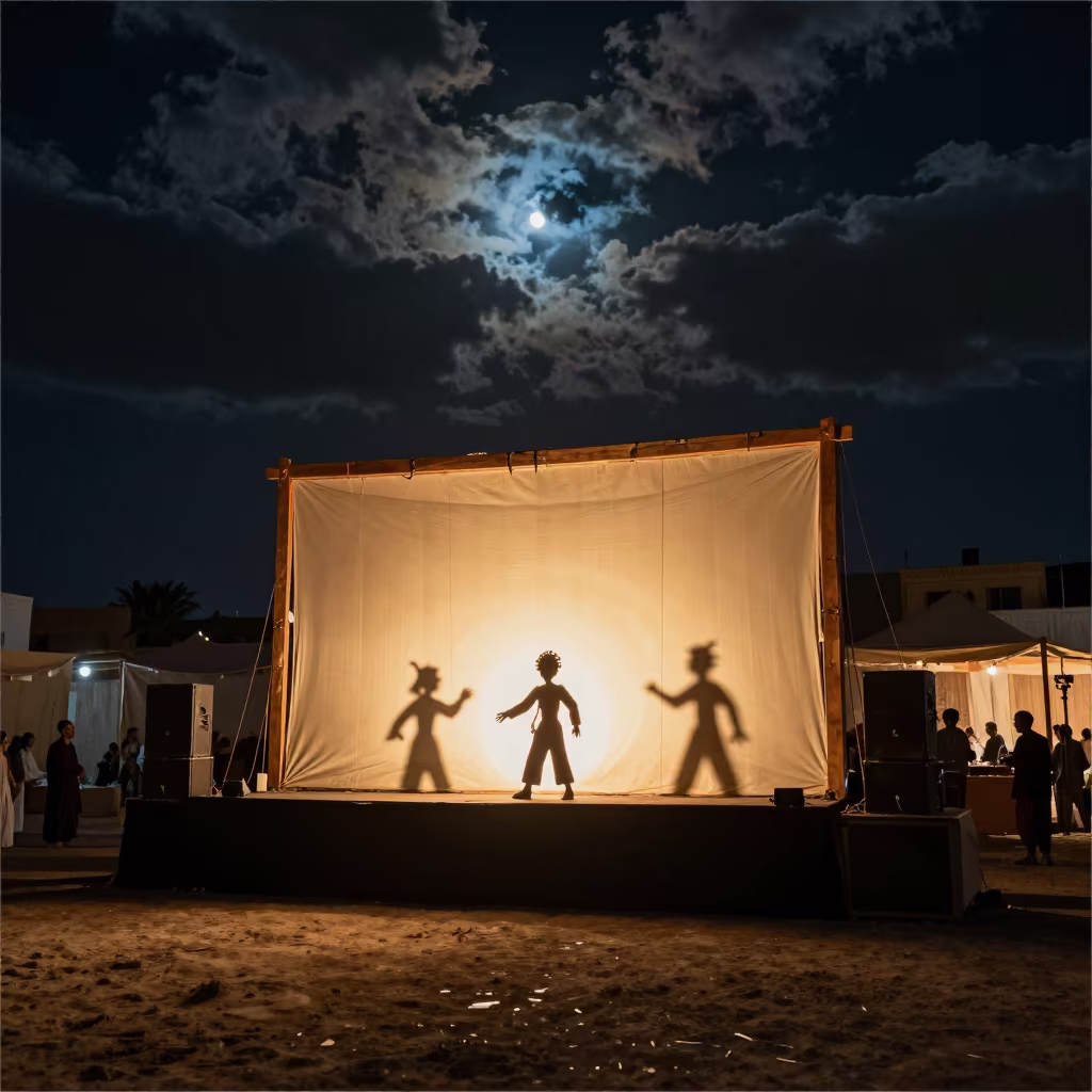 Shadow Puppet Screen Marsa Matruh Night in on a festival main stage in Marsa Matruh
