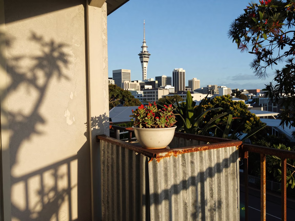 Shadows in Auckland at Evening Light in in Auckland, New Zealand