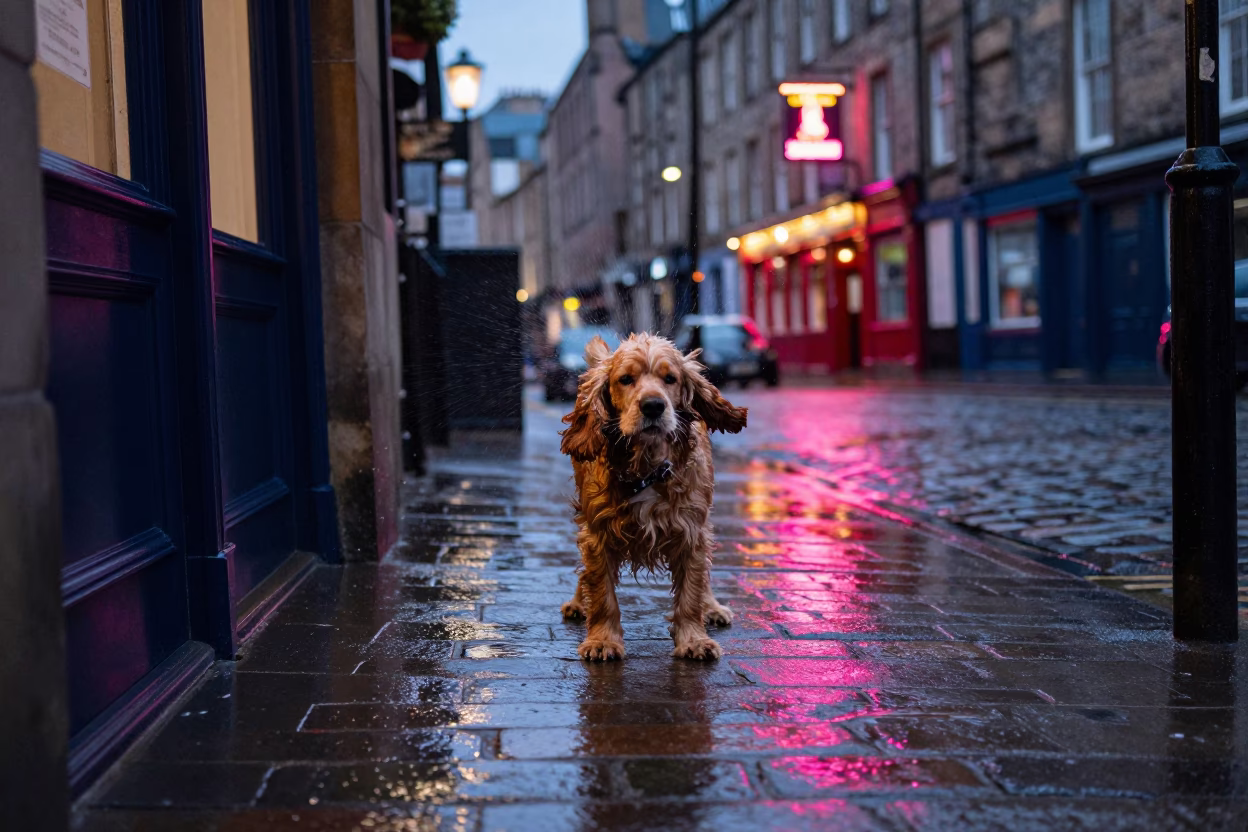 Shaking Dog in Edinburgh in in Edinburgh, United Kingdom