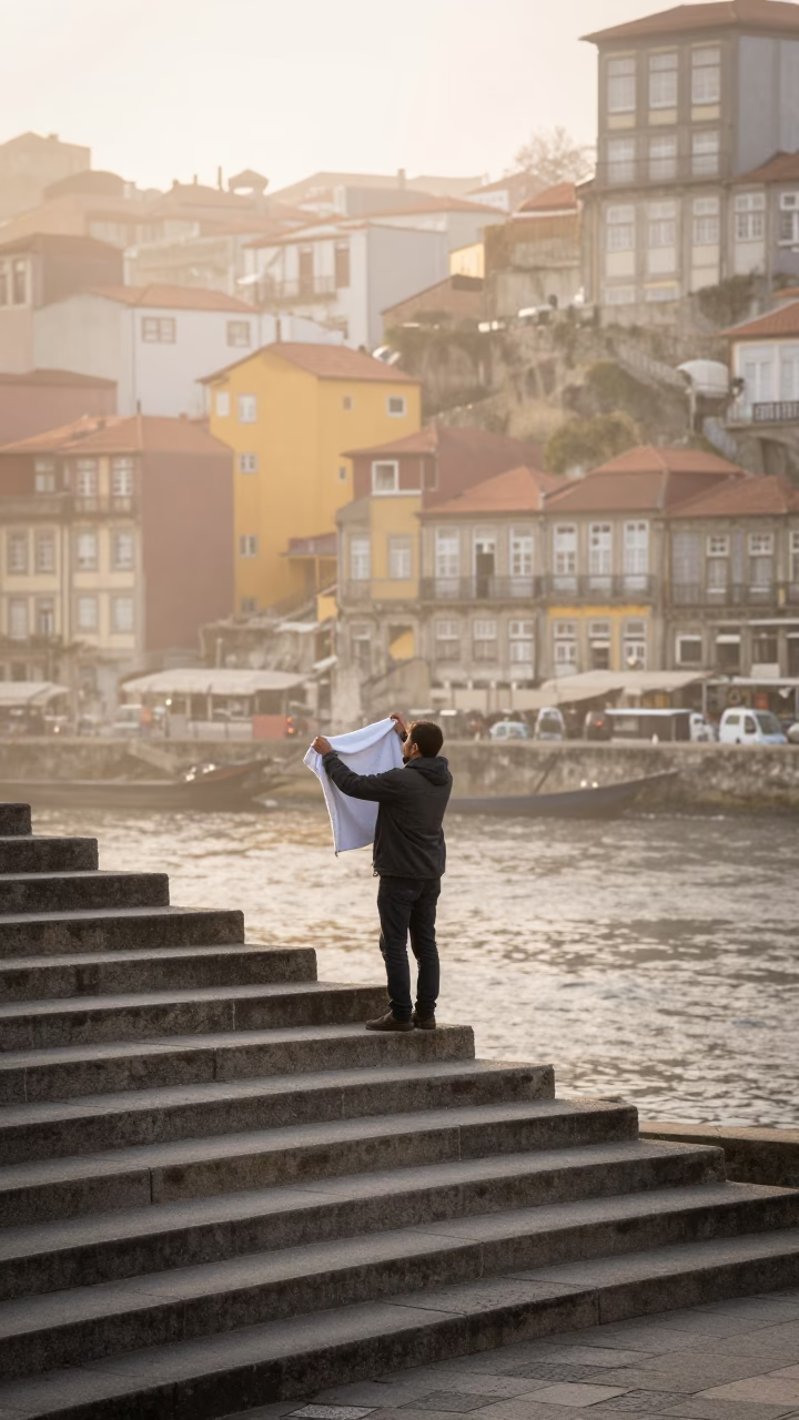 Shaking Towel in Porto in in Porto, Portugal