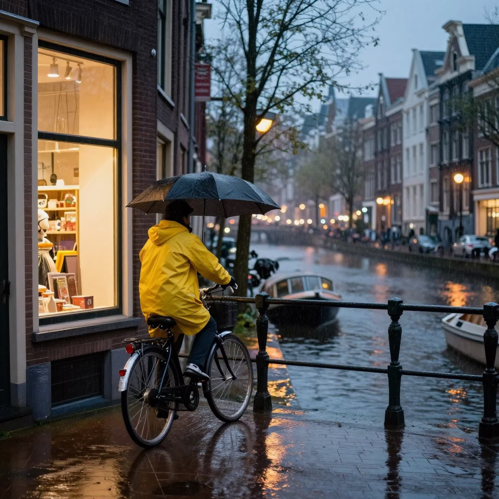 Shaking Umbrella in Amsterdam in in Amsterdam, Netherlands