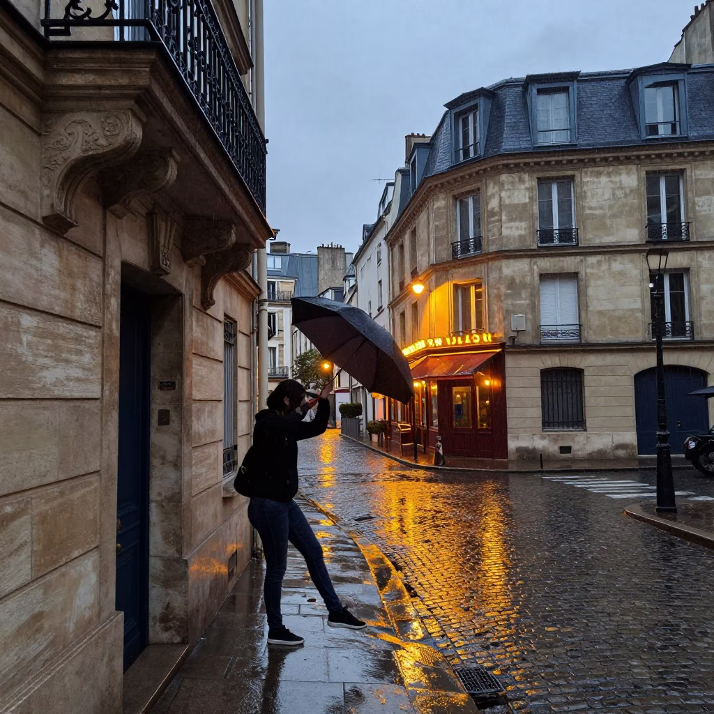 Shaking Umbrella in Paris in in Paris, France