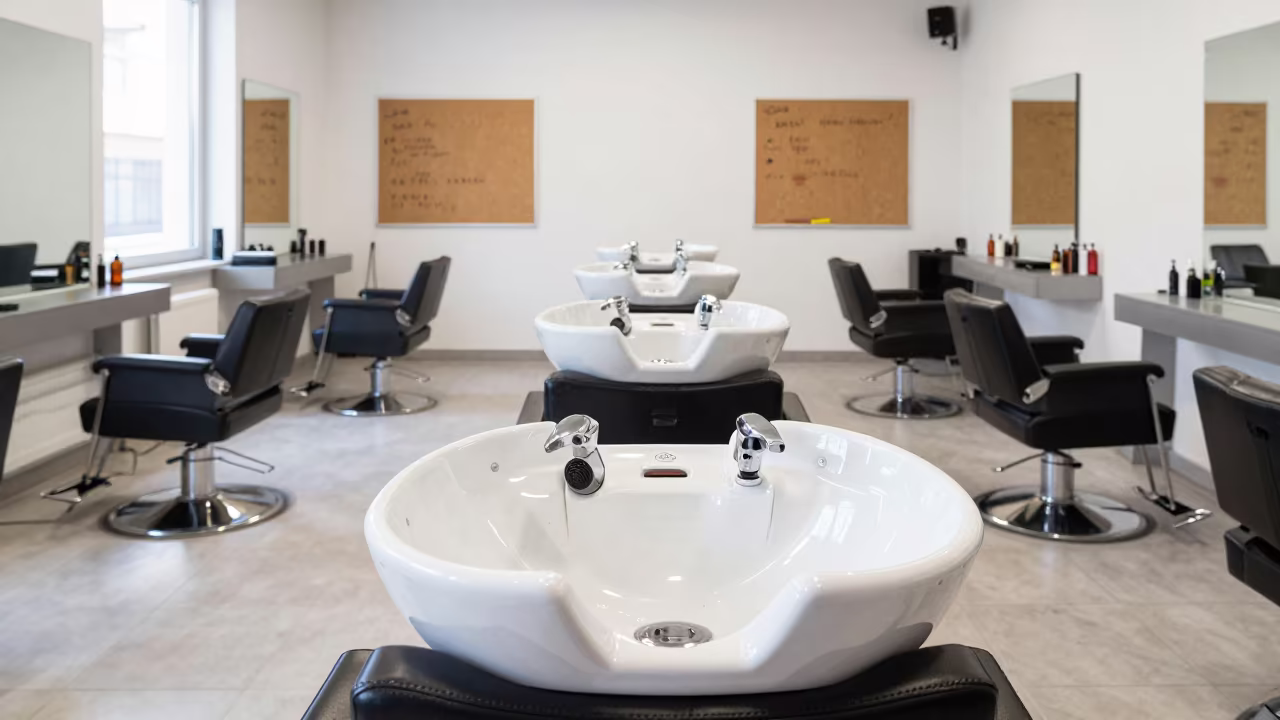 Shampoo Chair Headrest Box in Monza Salon in inside a salon row in Monza