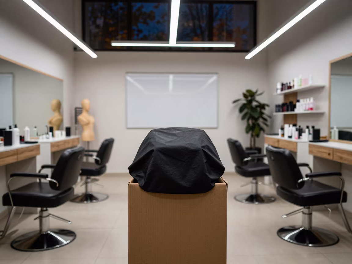 Shampoo Chair Headrest Cover Box in Beauty Supply in in a beauty supply area under white LEDs in Gaziantep