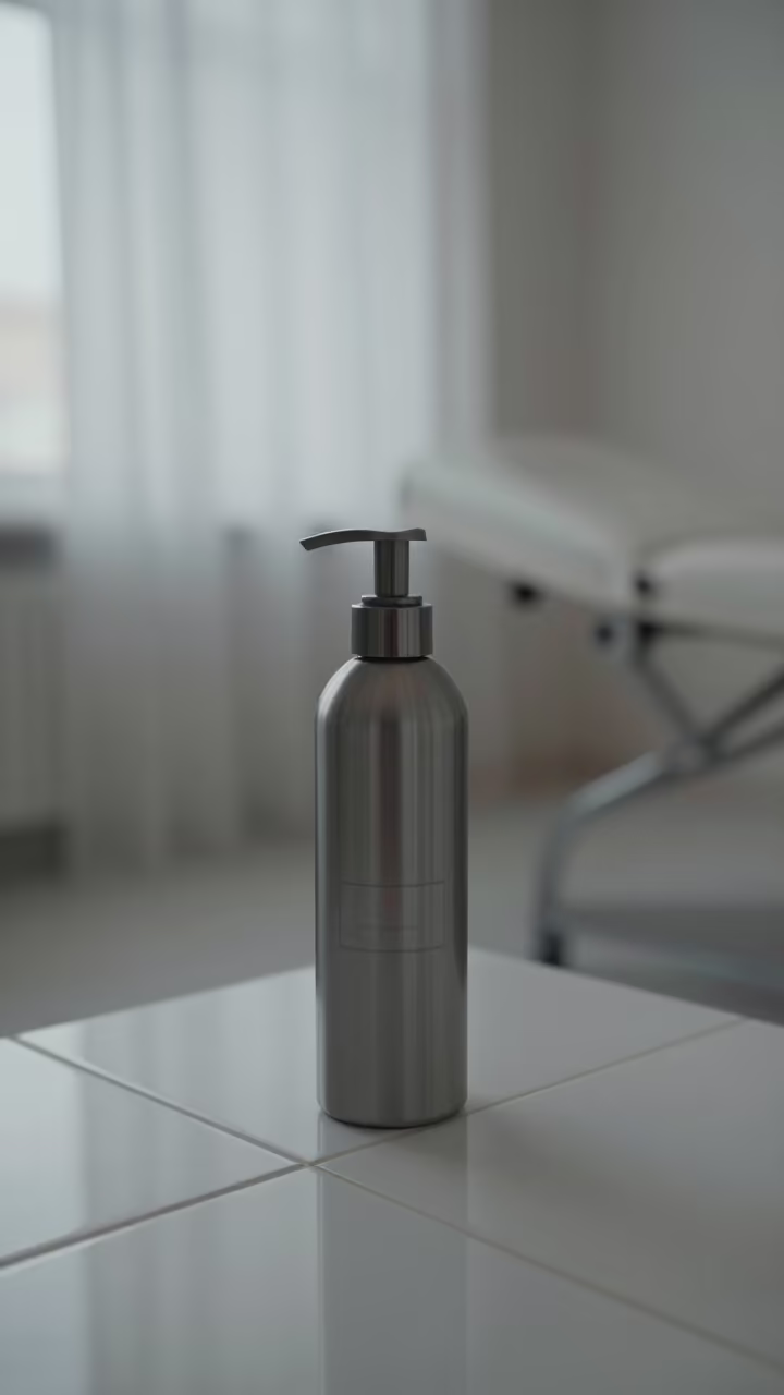 Shampoo Pump Wrench on Tile in Almaty Room in inside a skincare treatment room near Almaty