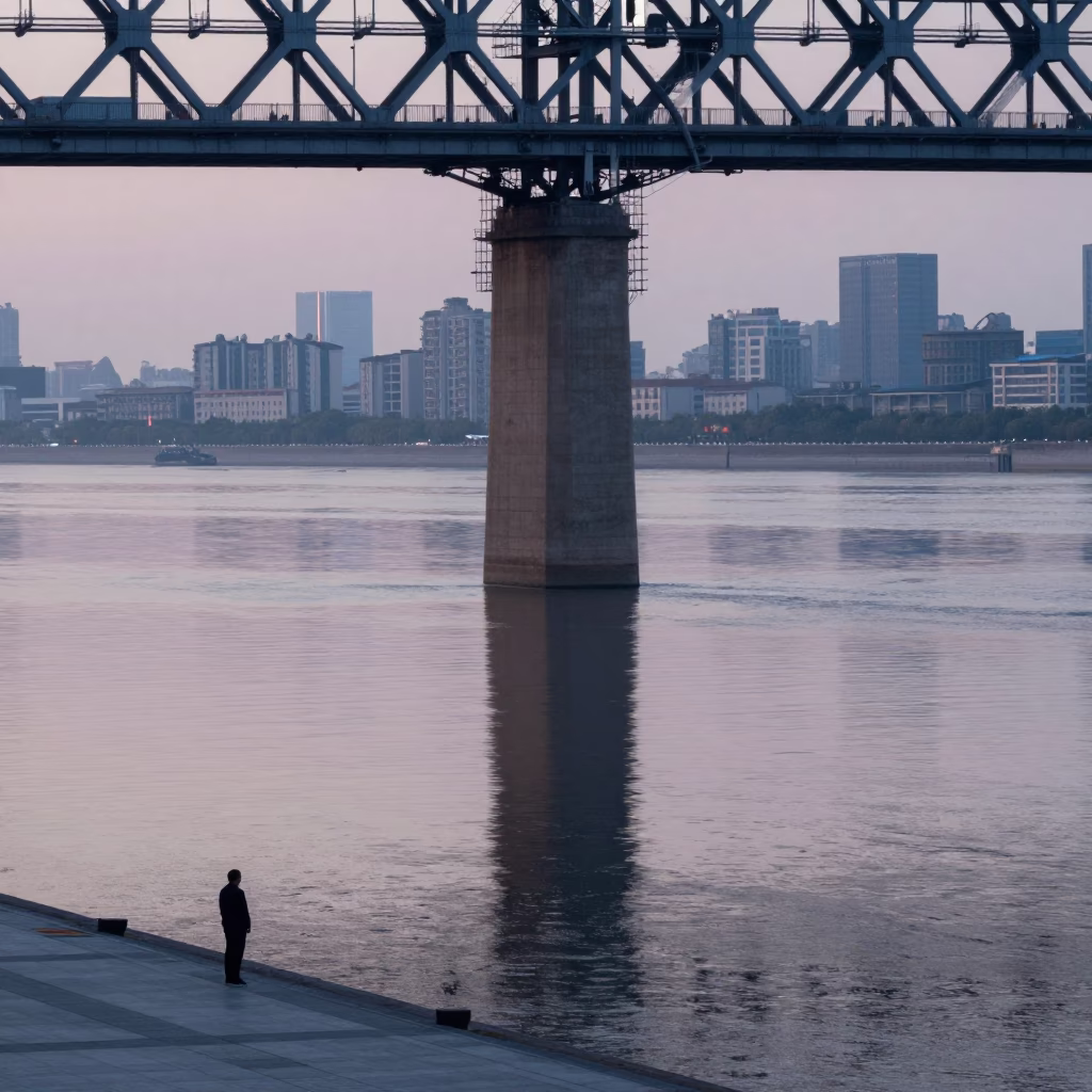 Shanghai Bridge Pier at Sunrise Light in in Shanghai, China