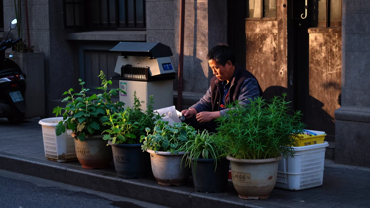 Shanghai Early Evening at The Early Evening Light in in Shanghai, China