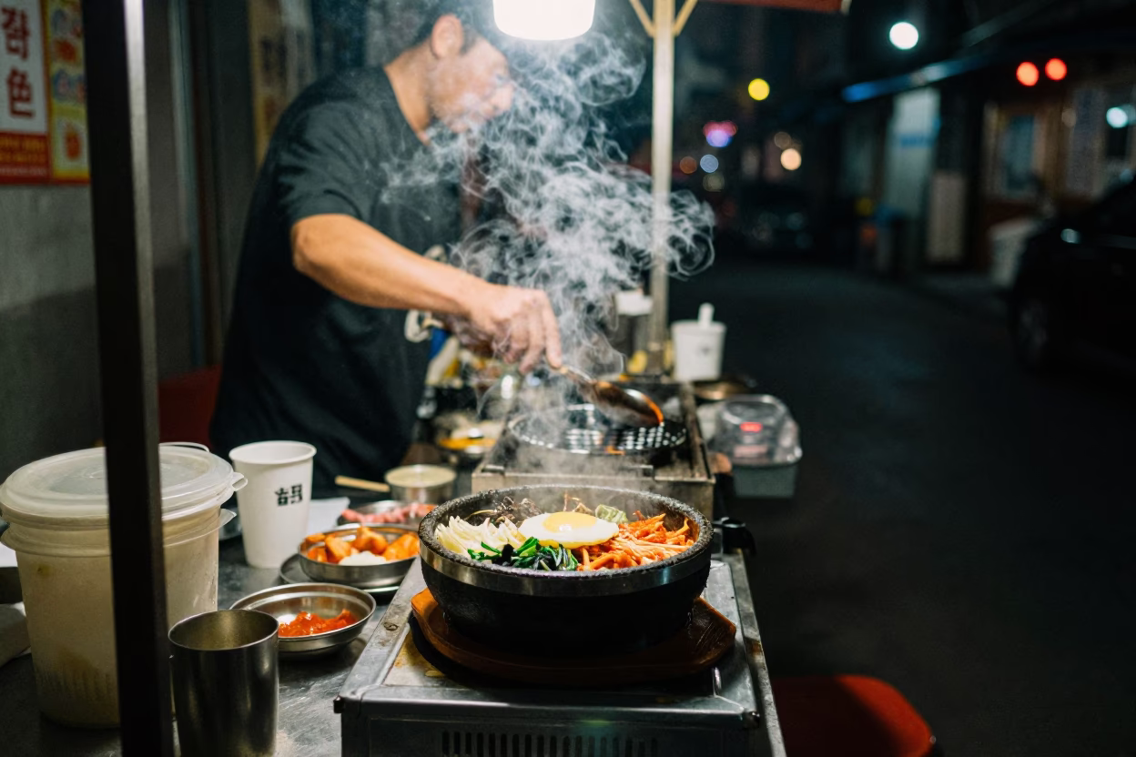 Shanghai Food Stall at Deep In The Night Light in in Shanghai, China