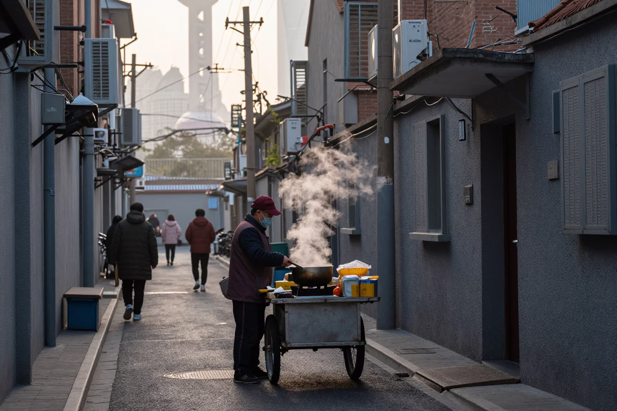 Shanghai Morning Atmosphere at First Light Of Dawn in in Shanghai, China