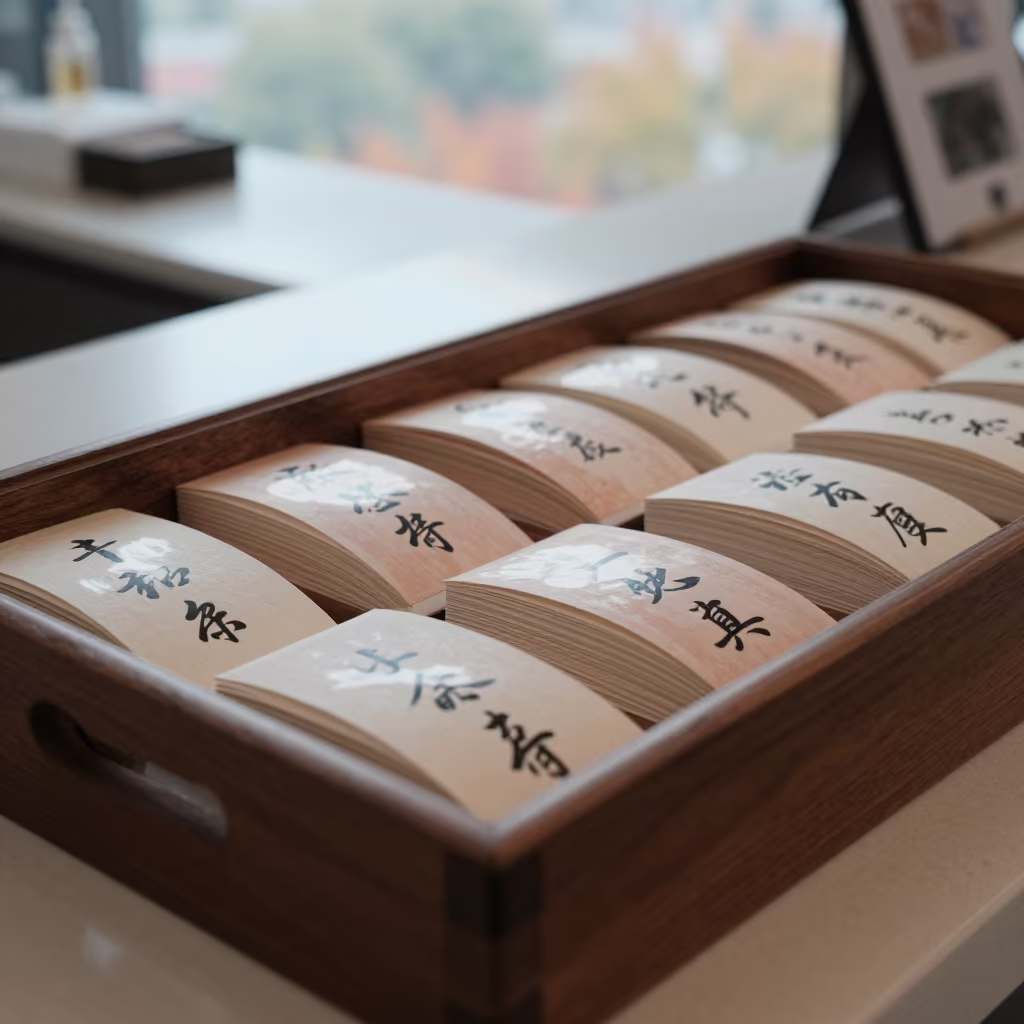 Shanghai Spa Banquet Place Cards Late Morning in inside a spa reception in Shanghai