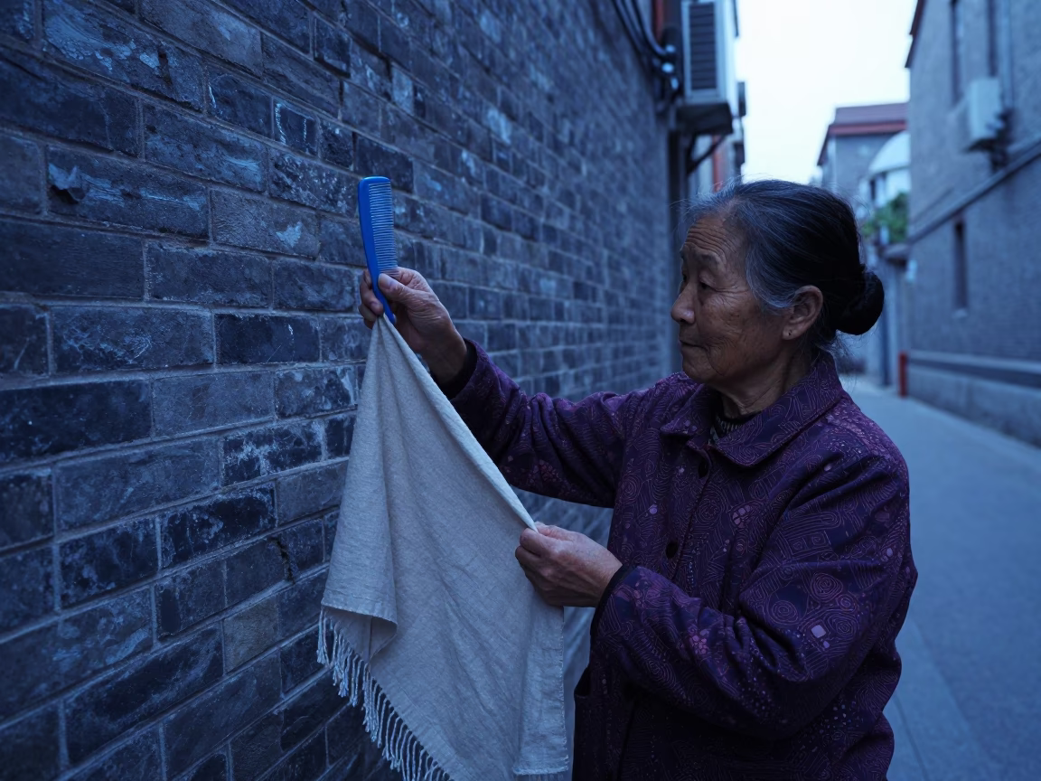 Shanghai Street Scene Before Sunrise With Comb And Linen Fringe Details in in Shanghai, China