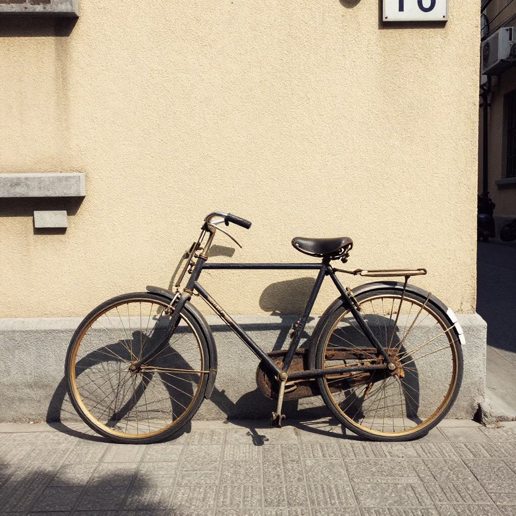Shanghai Street Scene Midday with Vintage Bicycle Against Wall and Local Interaction in in Shanghai, China