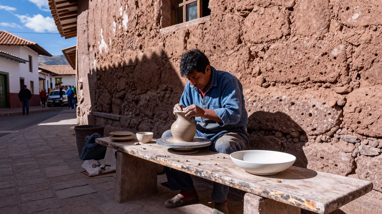 Shaping Ceramic in Cusco in in Cusco, Peru