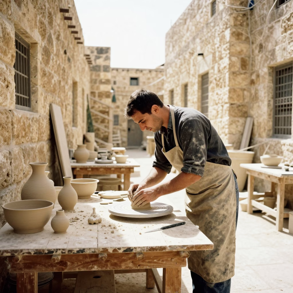 Shaping Clay in Amman in in Amman, Jordan