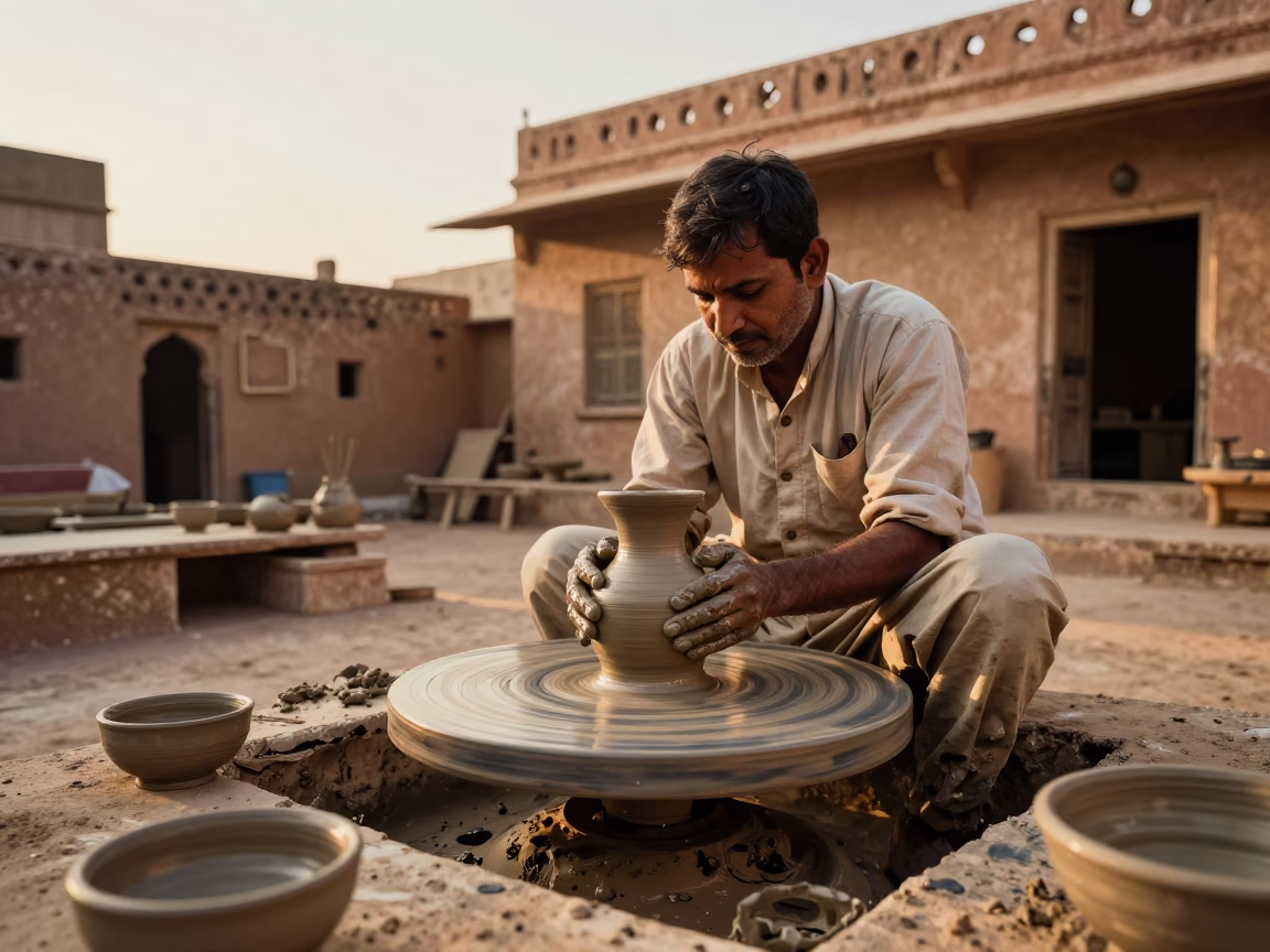 Shaping Clay in Jaipur in in Jaipur, India