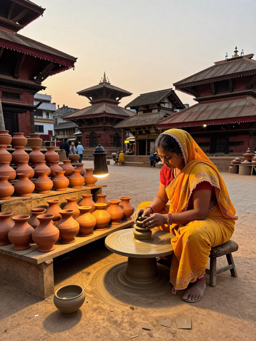 Shaping Clay in Kathmandu in in Kathmandu, Nepal