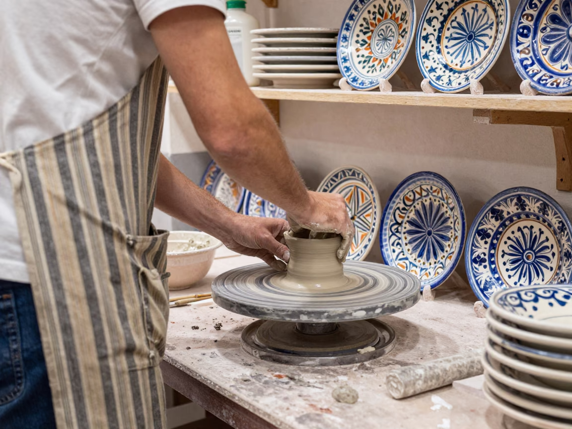 Shaping Clay in Naples in in Naples, Italy