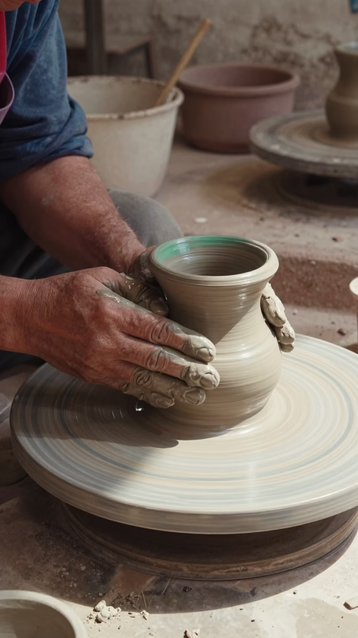 Shaping Clay in Oaxaca in in Oaxaca, Mexico