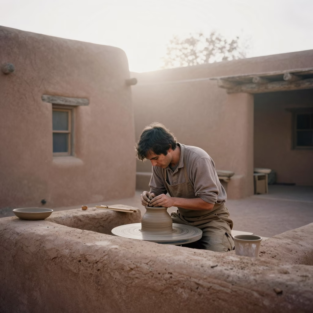 Shaping Clay in Santa Fe in in Santa Fe, New Mexico, United States