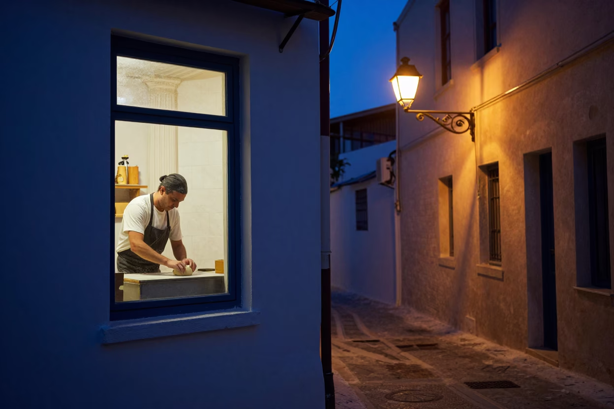 Shaping Dough in Athens in in Athens, Greece
