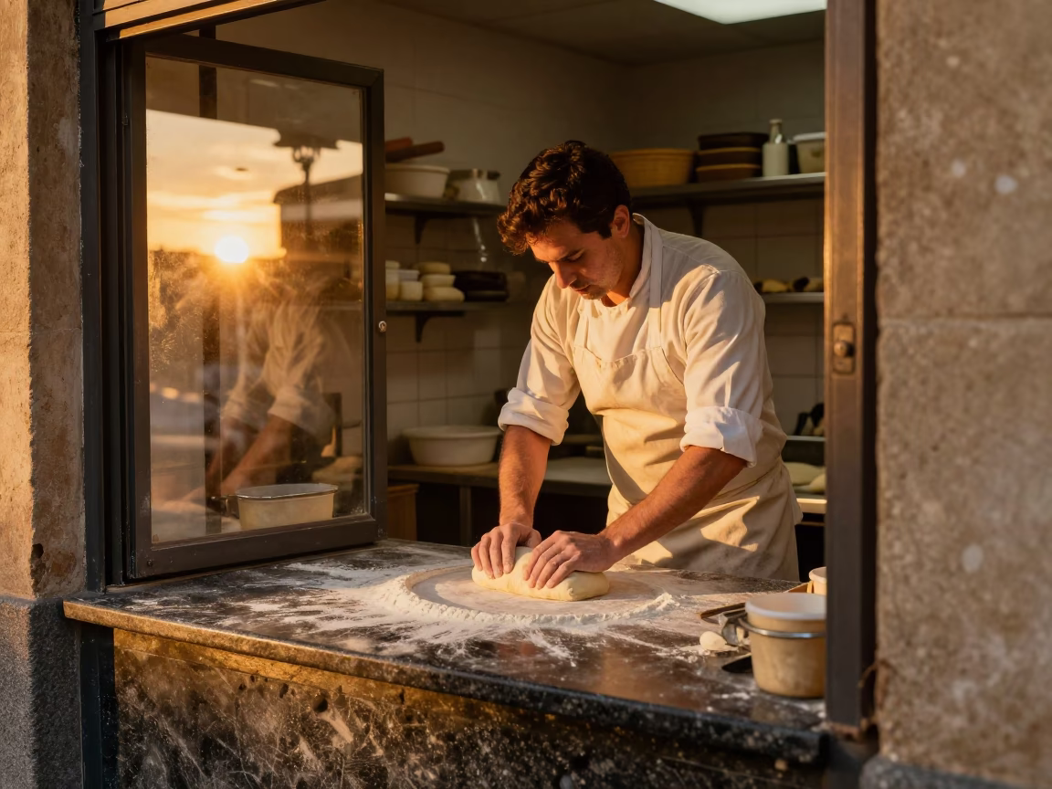 Shaping Dough in Barcelona in in Barcelona, Spain