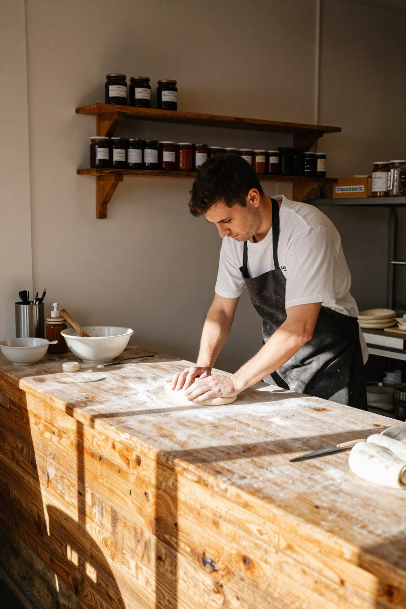 Shaping Dough in Hobart in in Hobart, Tasmania, Australia