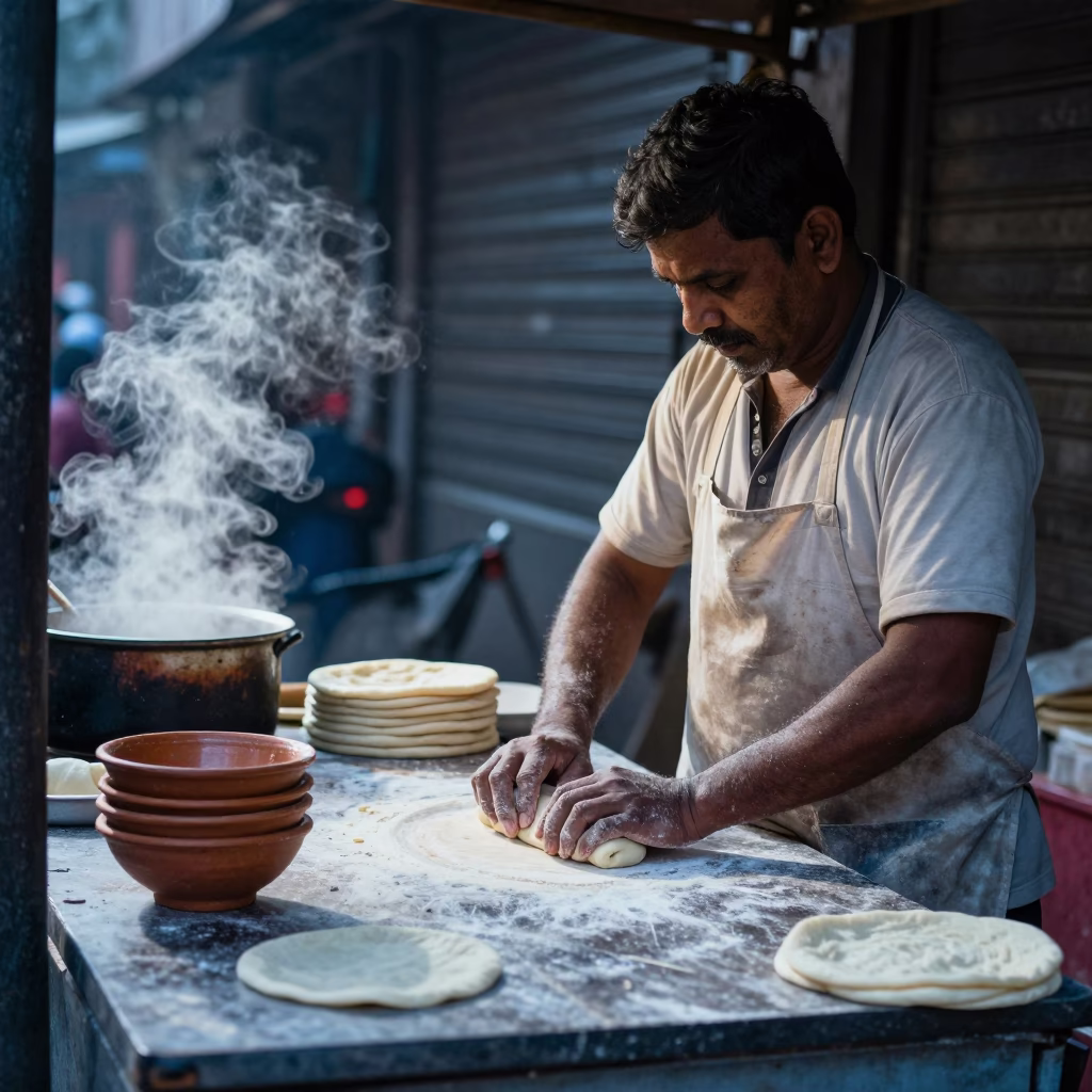 Shaping Dough in Mumbai in in Mumbai, India