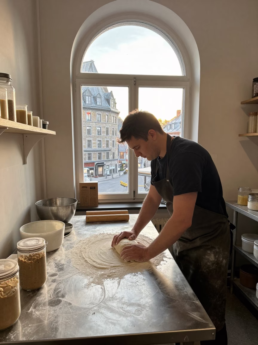 Shaping Dough in Quebec City in in Quebec City, Quebec, Canada