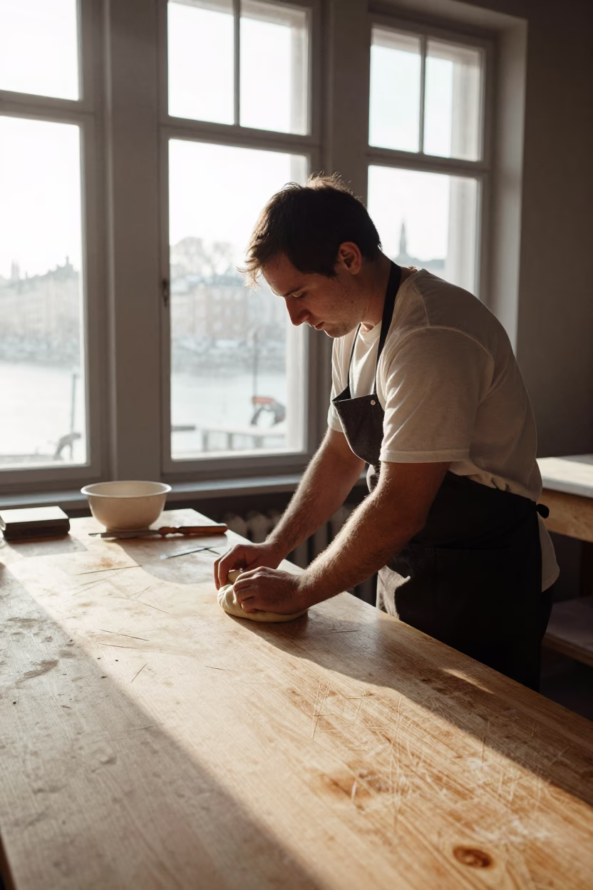 Shaping Dough in Stockholm in in Stockholm, Sweden