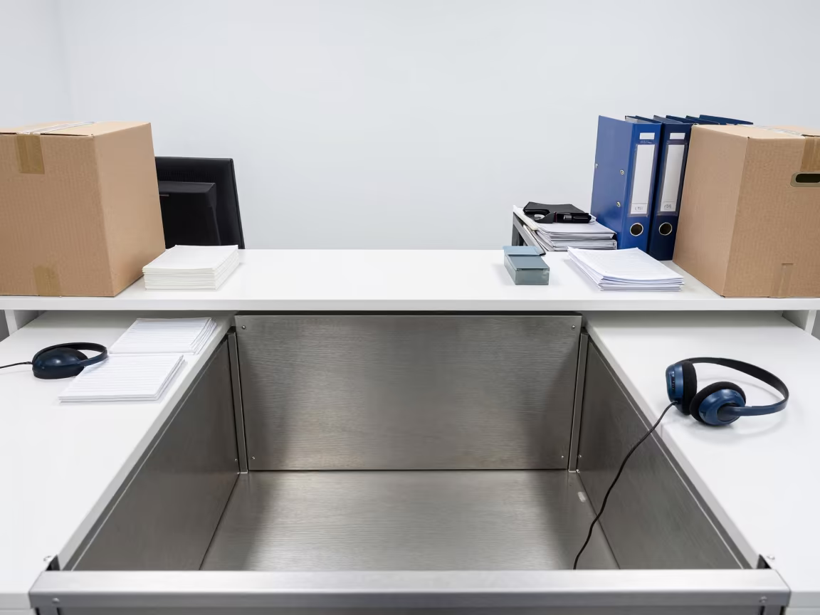 Shared Headset Battery Drawer Office Reception Lviv in at an office reception desk near Lviv