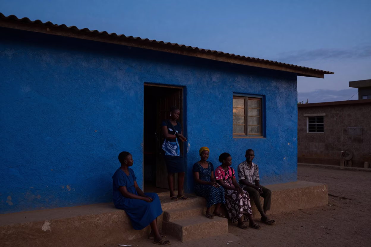 Sharing Dates in Dakar at Indigo Twilight After Sunset in in Dakar, Senegal