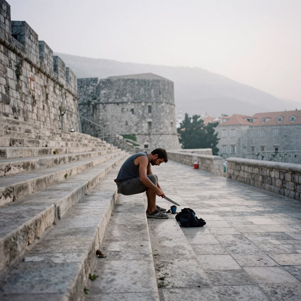 Sharpening Knife in Dubrovnik in in Dubrovnik, Croatia