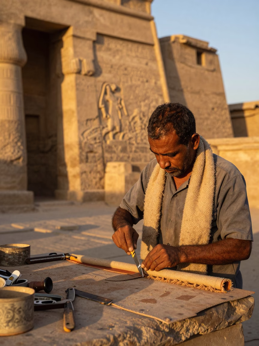 Sharpening Razor in Luxor in in Luxor, Egypt