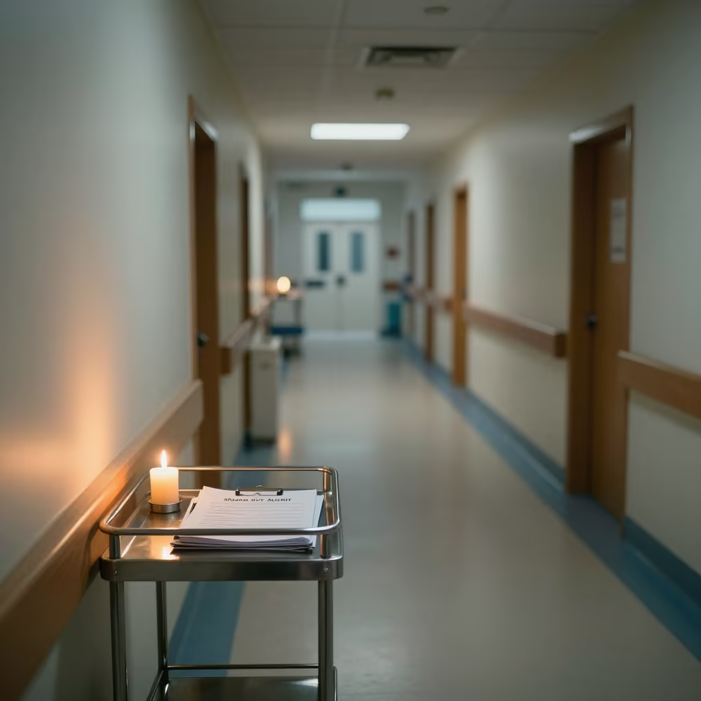 Sharps Audit Binder in Temperley Hospital Corridor in inside a hospital corridor in Temperley