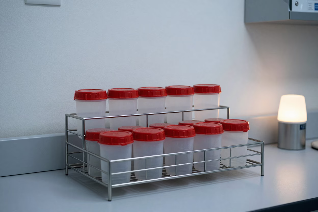 Sharps Replacement Rack in Kuopio Clinic Exam Room in inside a clinic exam room in Kuopio