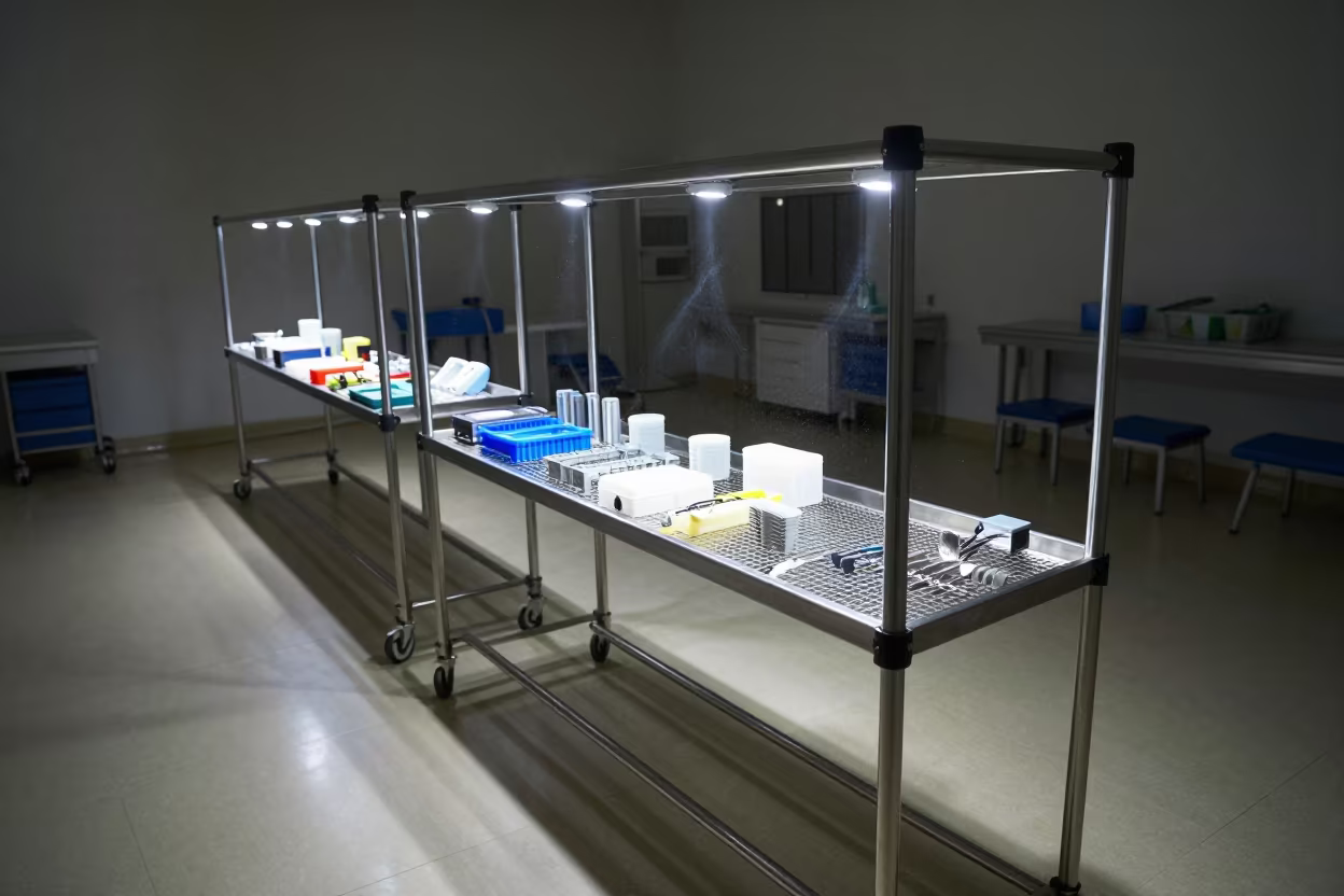 Sharps Replacement Rack in Night Imaging Suite in inside an imaging suite near Chelyabinsk